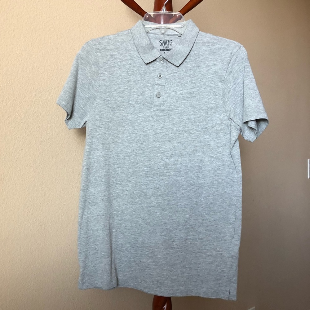 Basic Grey Slim-Fit Polo Shirt